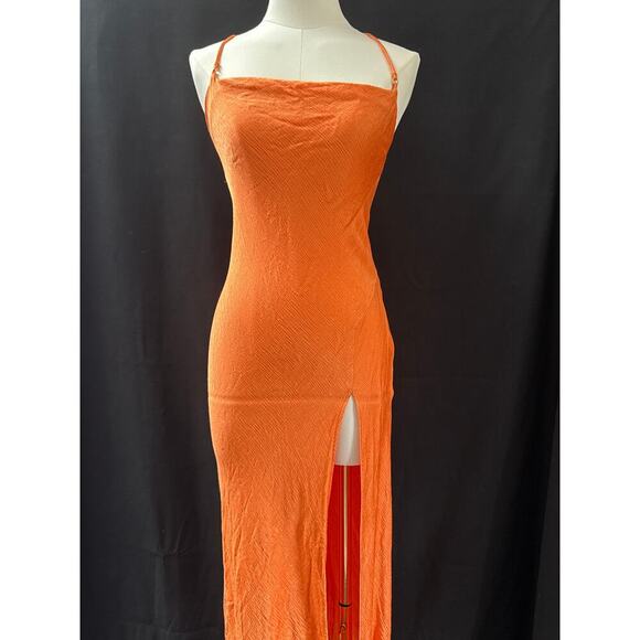 Women’s Bec + Bridge Orange Cote Maxi Dress w/Side Slit Sz 6 - Picture 1 of 4